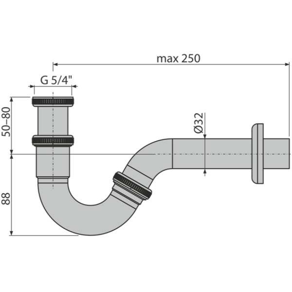 Сифон для биде Alcaplast DN32 металл хром (A45G)