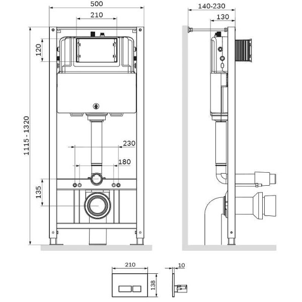 Инсталляция для подвесного унитаза AM.PM Pro с клавишей Pro S (I012704.7051) хром