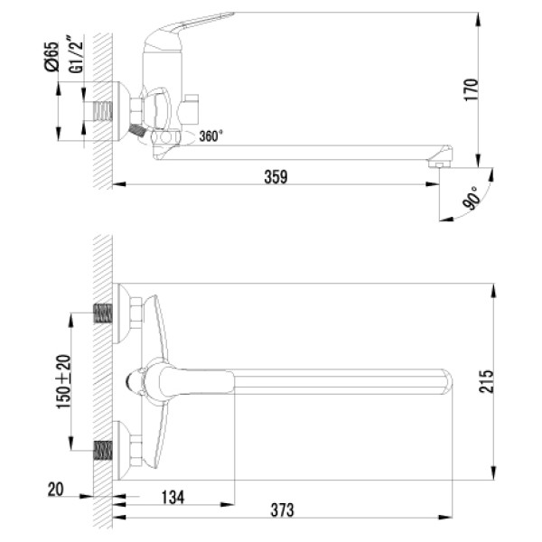 Смеситель для ванны и душа Lemark Advance (LM1251C)