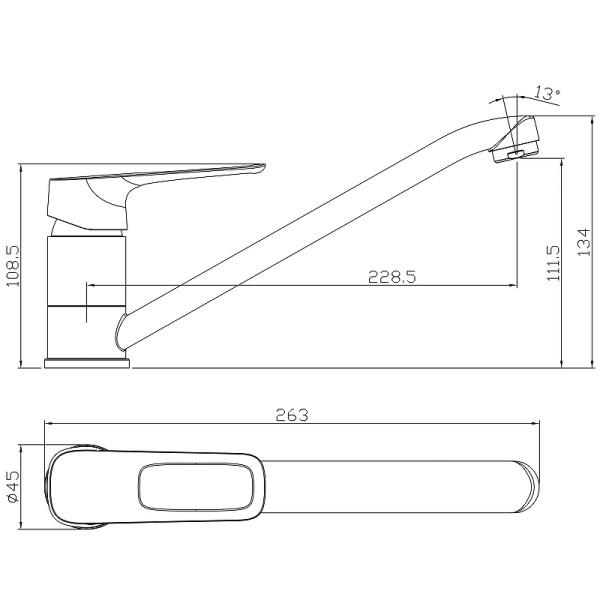 Смеситель для кухни Rossinka RS 46 хром (RS46-21) Смеситель для кухни Rossinka RS 46 хром (RS46-21)