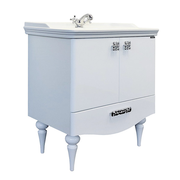 Тумба напольная Comforty Монако 800x850x490 белый глянцевый с раковиной (00-00001488) Тумба напольная Comforty Монако 800x850x490 белый глянцевый с раковиной (00-00001488)