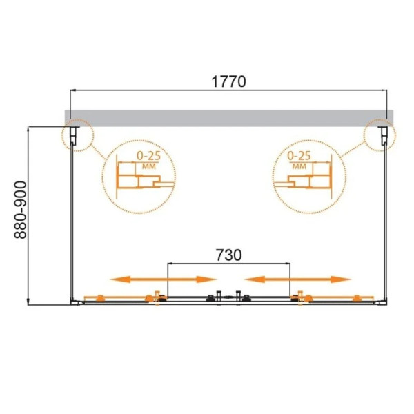 Душевой уголок Cezares Molveno 180x90x195 стекло прозрачное, профиль хром (MOLVENO-AH-2/2-180/90-C-Cr-IV)
