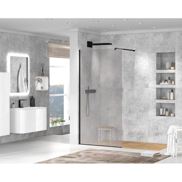 Душевая перегородка Cezares Liberta 90x195 стекло тонированное (графит), профиль черный (LIBERTA-L-1-90-120-GR-NERO)