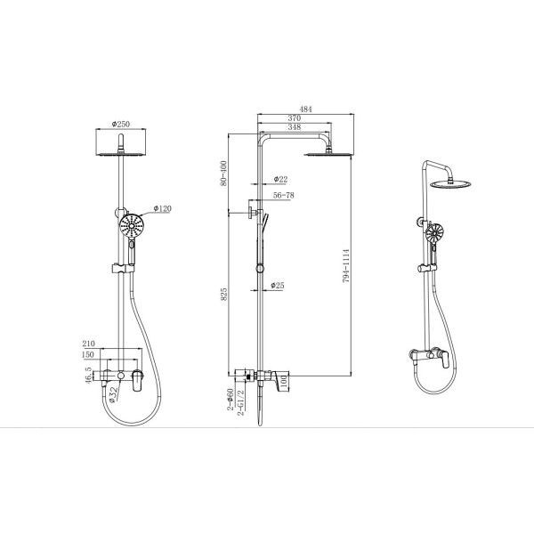 Душевая система Aquatek Вега оружейная сталь (AQ2060BGM)
