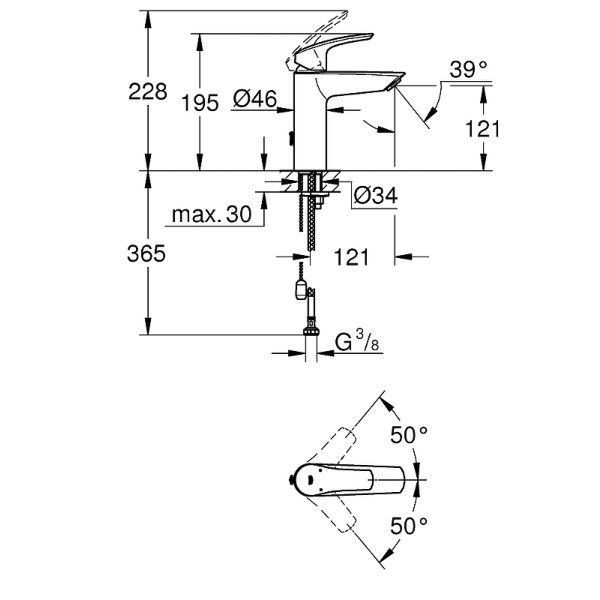 Смеситель для раковины Grohe Eurosmart 2021 хром (23323003)