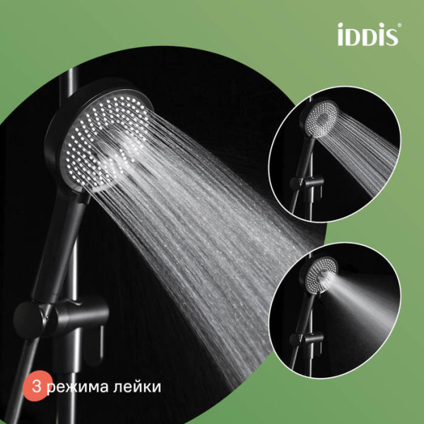 Лейка душевая Optima Home черная матовая Iddis (OPH3FB0i18)