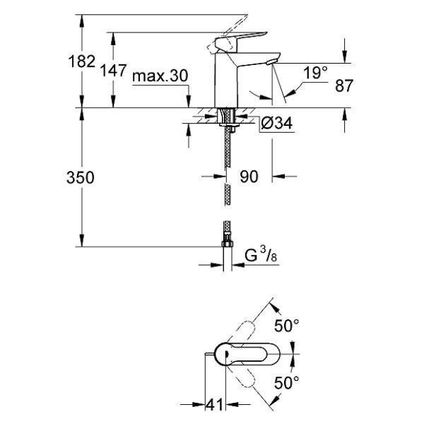 Смеситель для раковины Grohe Bauedge (23330000)