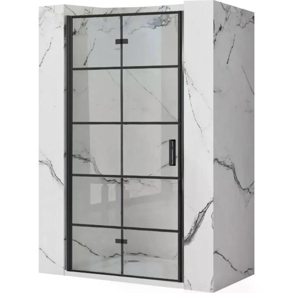 Душевая дверь Rea Molier 90x190 Black стекло прозрачное, профиль черный (REA-K8538+K6395)