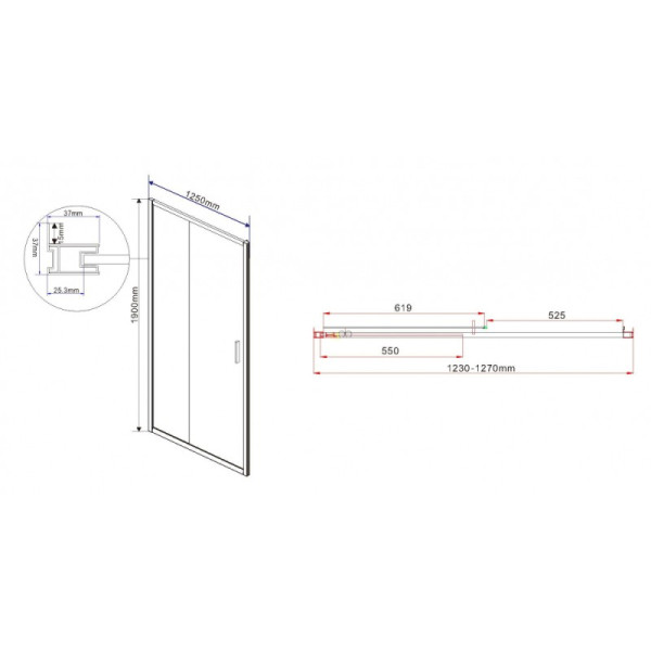 Душевая дверь Vincea Garda VDS-1G 1250х1900 стекло прозрачное, профиль хром (VDS-1G125CL)