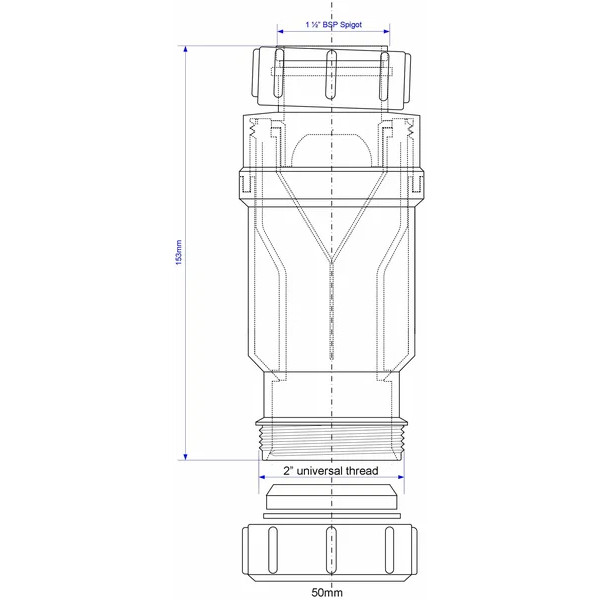 Сифон 50 мм с сухим клапаном вход 1 1/2" ВР McAlpine (MRNRV50-PB)