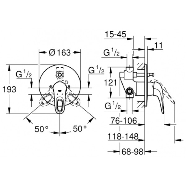 Смеситель для ванны и душа Grohe Eurostyle встраиваемый (33637003) Смеситель для ванны и душа Grohe Eurostyle встраиваемый (33637003)