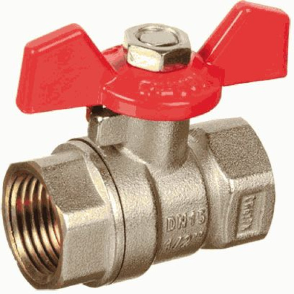 Кран 1/2" ВВ шаровый TeRma RED (красная бабочка) (31003) Кран 1/2" ВВ шаровый TeRma RED (красная бабочка) (31003)
