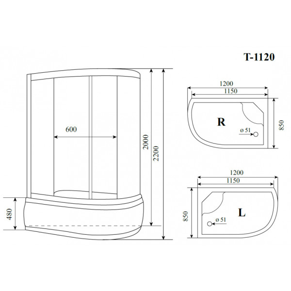 Душевая кабина Timo T-1120P R 120x85x220 стекло тонированное, профиль хром (T-1120P R)