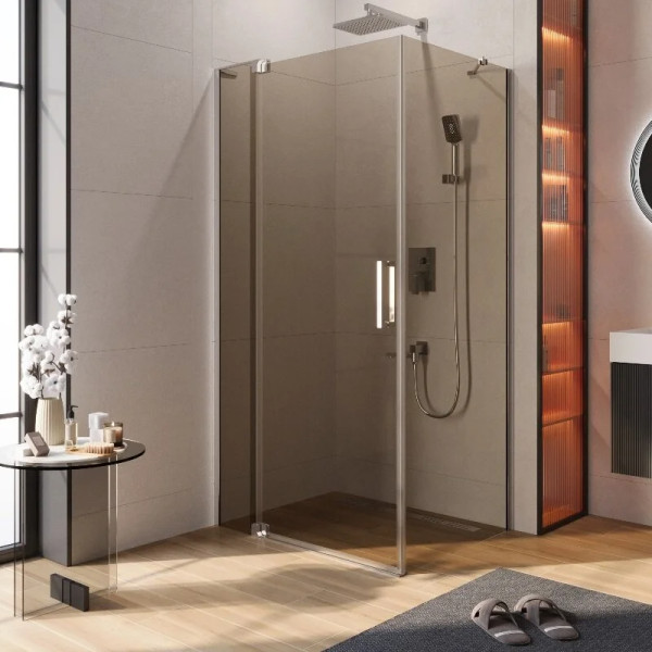 Душевой уголок Cezares Slider 90x80x195 стекло бронза, профиль хром (SLIDER-AH-1-80-90/100-BR-Cr)