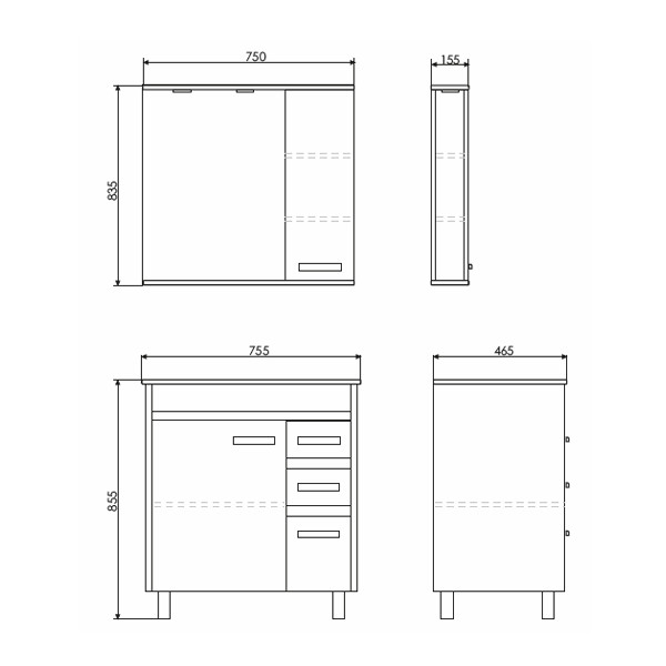 Шкаф зеркальный Comforty Марио 750x835x155 дуб темный (00-00001297) Шкаф зеркальный Comforty Марио 750x835x155 дуб темный (00-00001297)