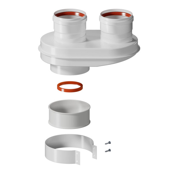 Адаптер Okseler моноблочный для перехода на двухтрубную систему D80/80 хомут в комплекте (oks00021)