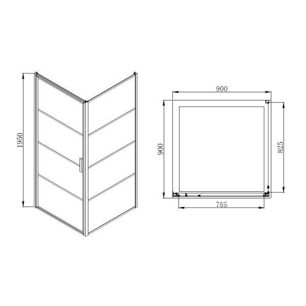 Душевой уголок Azario Richmond 90x90x195 стекло прозрачное, профиль черный (AZ-NAG1221 90 BLACK)