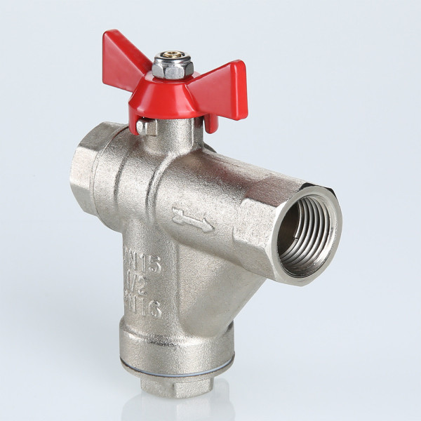 Кран 1/2" ВВ шаровый со встроенным прямым фильтром Valtec (красная бабочка) VT.294.N.04 Кран 1/2" ВВ шаровый со встроенным прямым фильтром Valtec (красная бабочка) VT.294.N.04