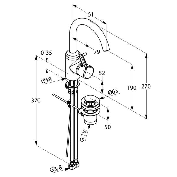 Смеситель для раковины Kludi Bingo Star хром, донный клапан (420230578)