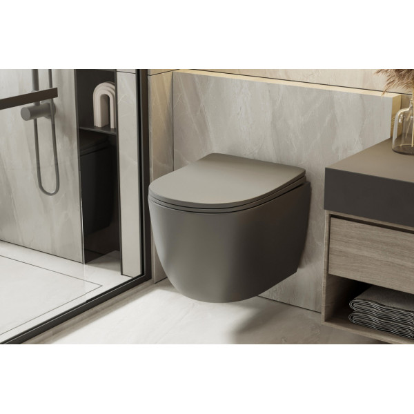 Унитаз подвесной Abber Bequem 355x490x360 серый матовый (AC1101TMG)