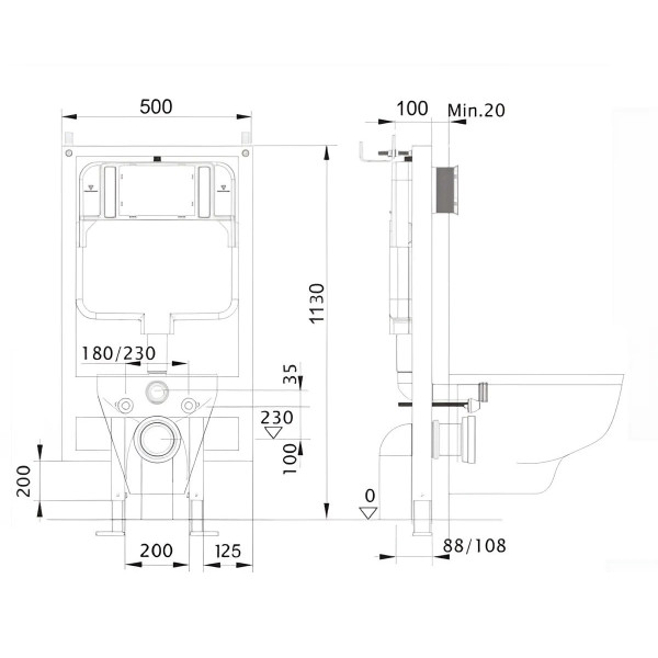 Комплект нсталляция c унитазом Aquatek Мия-MB-020 4в1 рама Standard INS-0000020+ крепеж KKI-0000002+клавиша KDI-0000020+унитаз AQ2004-MB с тонким си
