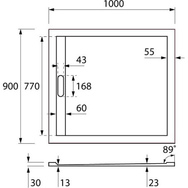 Экран для душевого поддона Cezares 90x100 белый (TRAY-AS-AH-100/90-100-SCR)