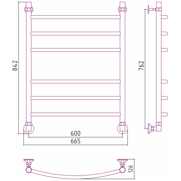 Полотенцесушитель водяной Стилье Аксиома-20 800х600 хром (00662-8060)