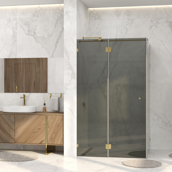 Душевой уголок WasserKRAFT Ems 120x100x200 стекло тонированное, профиль золото глянцевое (76H10-TG) Душевой уголок WasserKRAFT Ems 120x100x200 стекло тонированное, профиль золото глянцевое (76H10-TG)