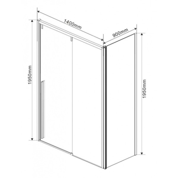 Душевой уголок Vincea Lugano VSR-1L-1 1400х900х1950 стекло прозрачное, профиль черный (VSR-1L9014CLB-1)