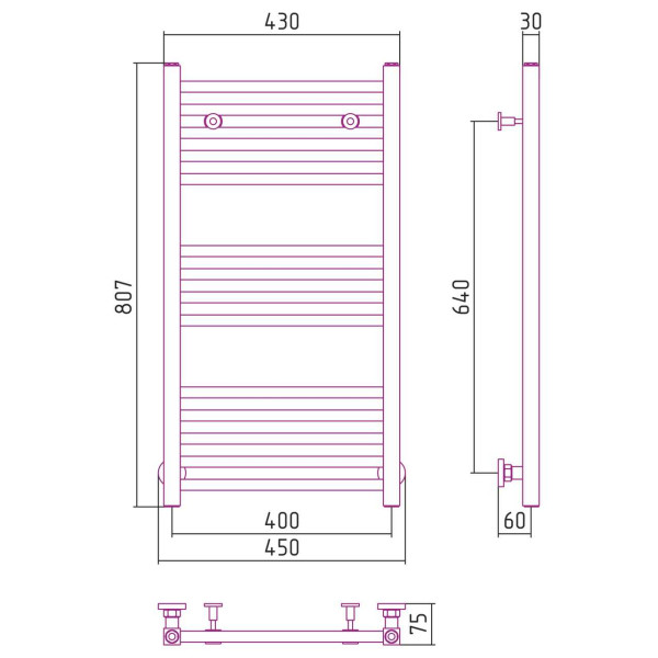 Полотенцесушитель водяной Сунержа Модус 800х400 белый (12-0250-8040) Полотенцесушитель водяной Сунержа Модус 800х400 белый (12-0250-8040)