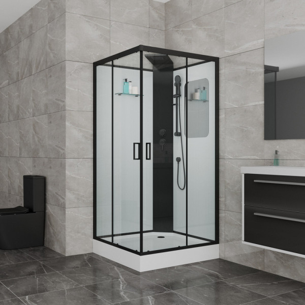 Душевая кабина Grossman 90x90 стекло прозрачное, профиль черный (GR-251Q)