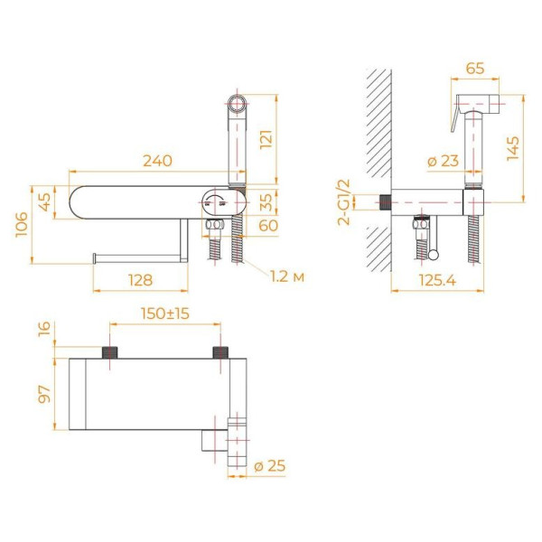 Смеситель с гигиеническим душем RGW SP-222-B черный (581408222-04)