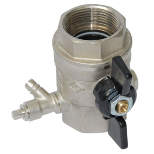 Кран Bugatti 1 1/4" шаровый с воздухоотводчиком Oregon 332 (черная бабочка) (03320026)