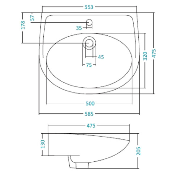 Раковина подвесная Santek Бореаль-60 475х585х205 (1WH110484)