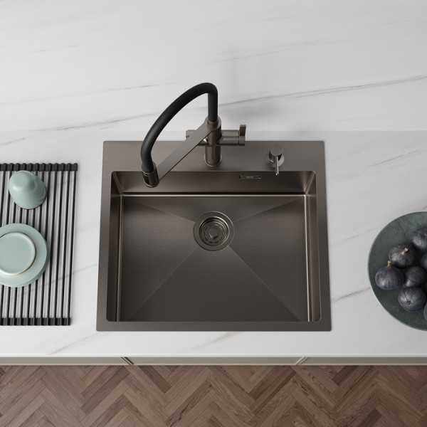 Мойка встраиваемая Iddis Haze 59x51x21 Haze сифоном графит (HAZ59GMi77)
