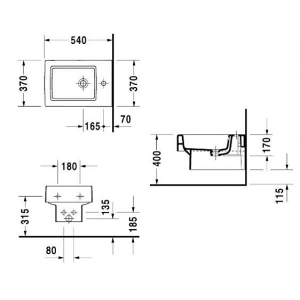 Биде подвесное  Duravit Vero 540х285х370 (2239150000)