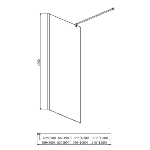 Душевая перегородка Aquatek 100x200 стекло прозрачное, профиль черный (AQ WIW 10020BL)