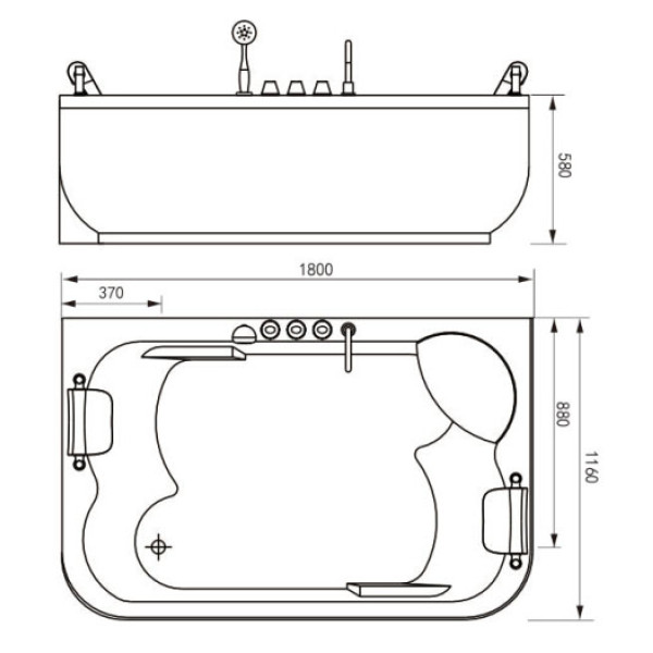 Ванна гидромассажная и аэромассажная Gemy G9055 O L 181х92