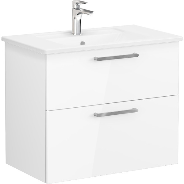 ТУмба подвесная Vitra Root 80 см с квадратной раковиной, 2 ящика, глянцевый белый (66306)