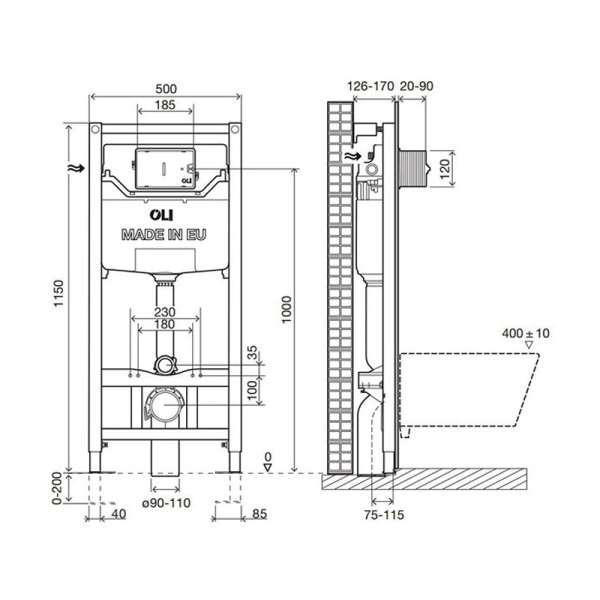 Инсталляция для подвесного унитаза Oli 120 ECO Sanitarblock mechanic (879236) Инсталляция для подвесного унитаза Oli 120 ECO Sanitarblock mechanic (879236)