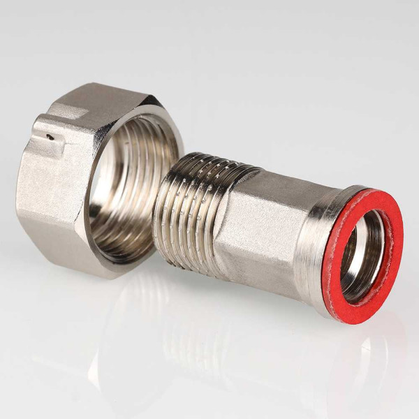 Сгон с накидной гайкой 3/4"х1" Valtec (никель) (VTr.611.N.0005) Сгон с накидной гайкой 3/4"х1" Valtec (никель) (VTr.611.N.0005)