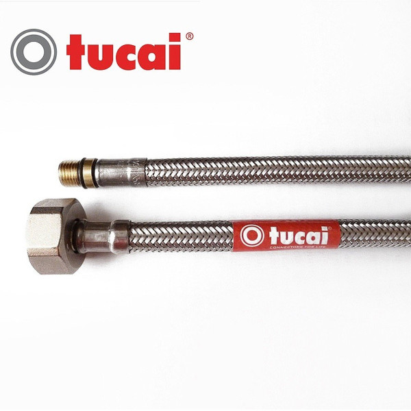 Подводка гибкая для смесителя Tucai 1000 мм. 1/2"-M10*1" L17 в полимерной ACB (антикоррозийной) оплетке (аналог 204612) (203498)