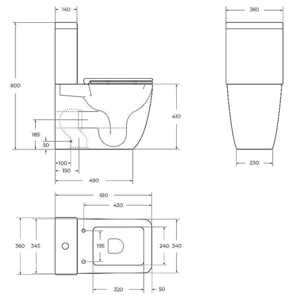 Чаша унитаза Luce-Tor безободкового со смывом "Торнадо" с сиденьем soft close P-trap (BB2197CP-TOR/SC)