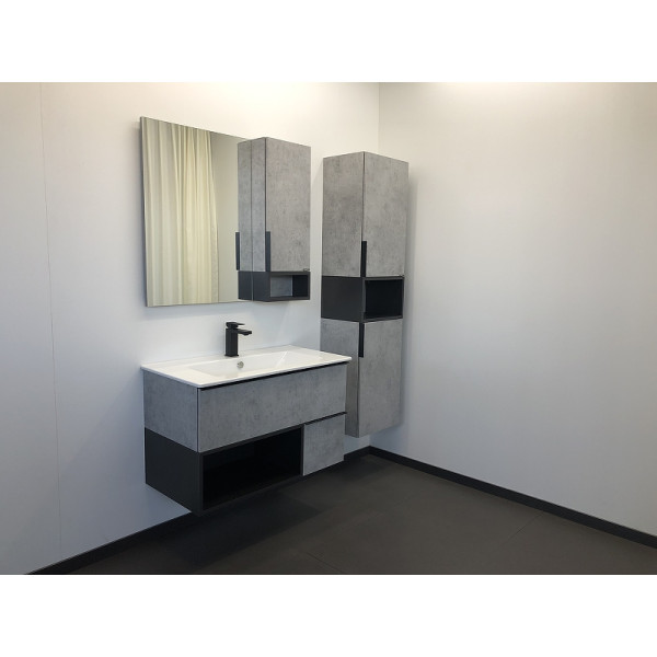 Шкаф зеркальный Comforty Франкфурт 900x160x800 дуб светлый (00-00006504)