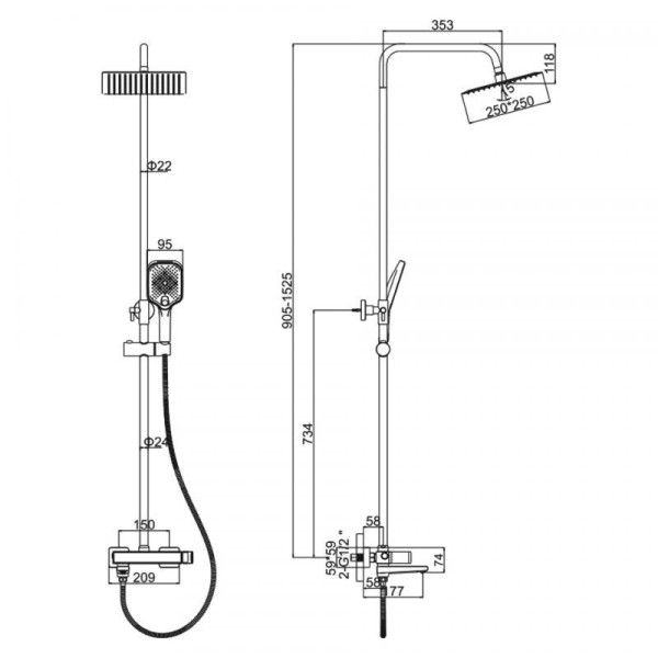 Душевая система Ledeme белый (L2473W)