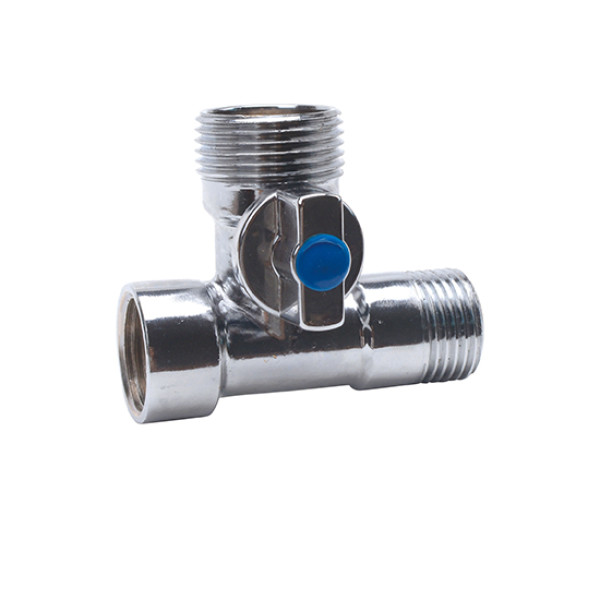 Кран проходной 1/2"*3/4"*1/2" НВ шаровый Vieir (никель) (VER343)