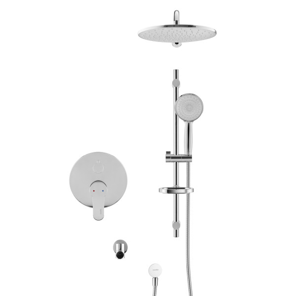 Смеситель для ванны и душа Swedbe Platta встраиваемый с верхним душем и повортн.изливом хром (5542)