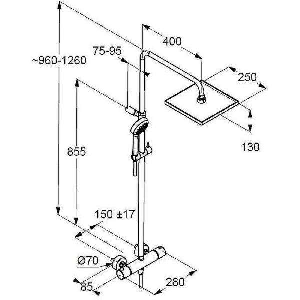 Душевая система Kludi Logo Dual Shower System термостат квадратный душ 250-250 хром (6809805-00)