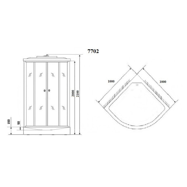 Душевая кабина Luxe 100x100 стекло прозрачное, профиль Золото (NG-7702G)