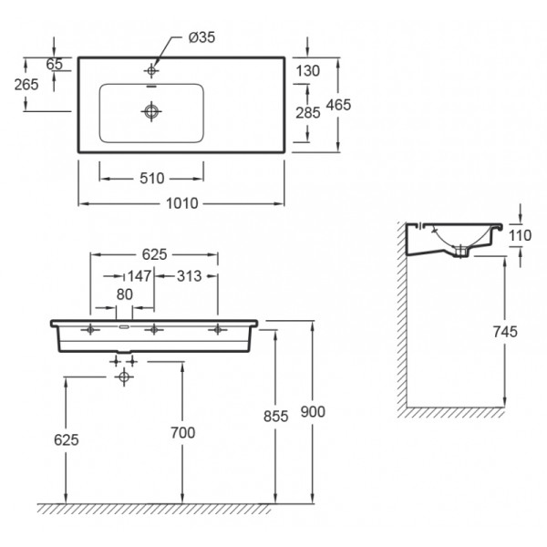Раковина встраиваемая Jacob Delafon Vox 101x46,5 белая (EXAD112-00)